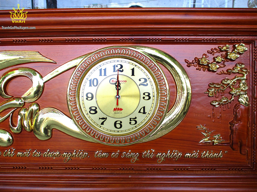 tranh đồng hồ gỗ chữ tâm 108cm